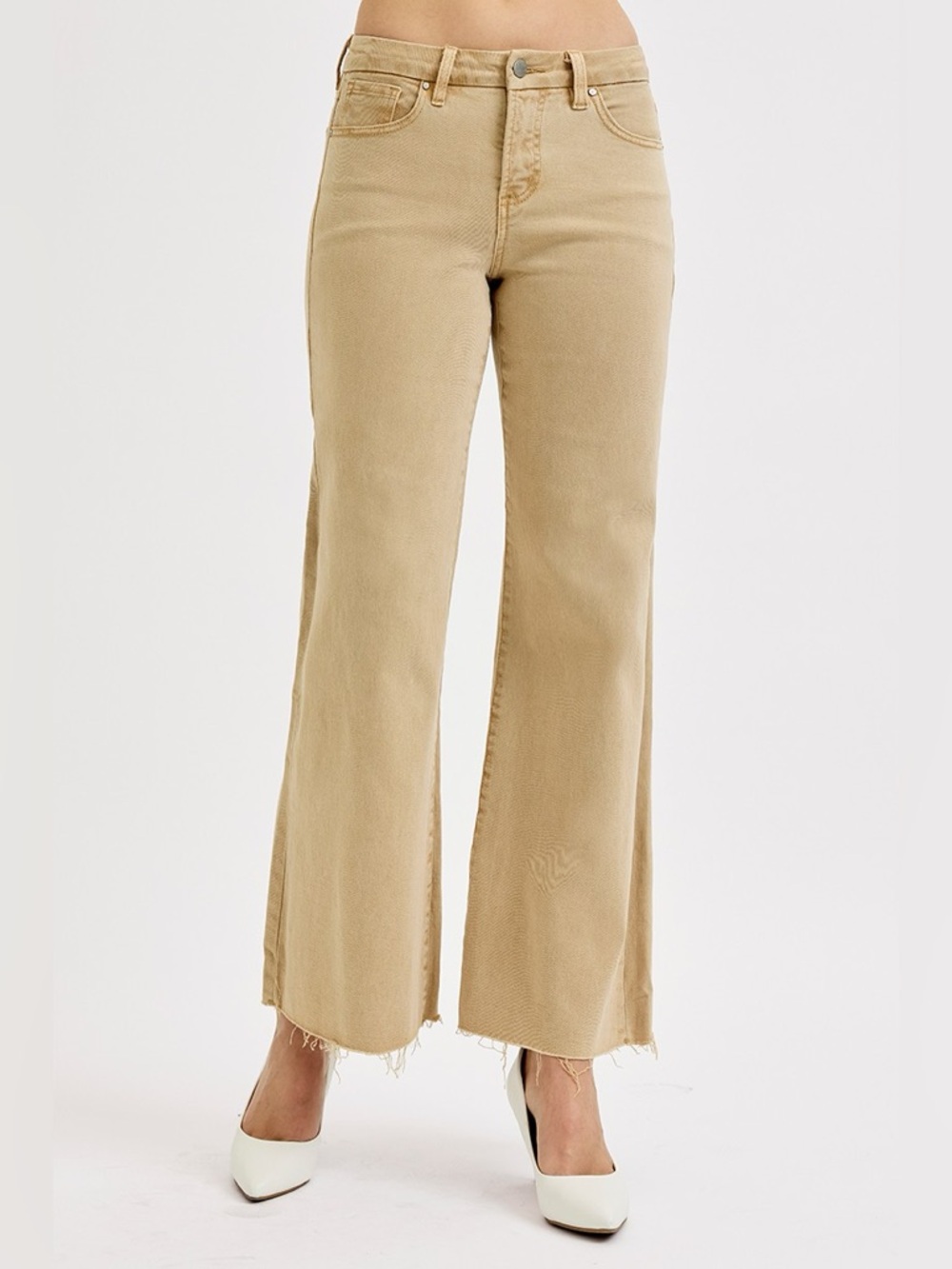 RISEN Full Size Raw Hem Wide Leg Jeans Plus Size